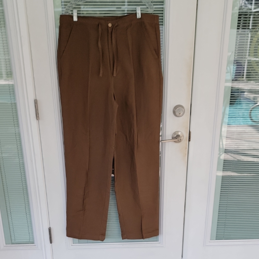 Cubavera Linen Blend Brown Trousers Tall Sz 36X38